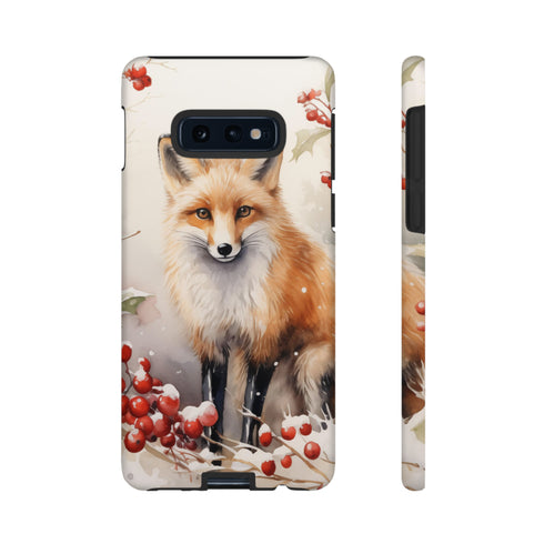 Christmas Fox in a Wreath of Red Berries - Impact Resistant Phone Case Samsung Galaxy S10E Matte